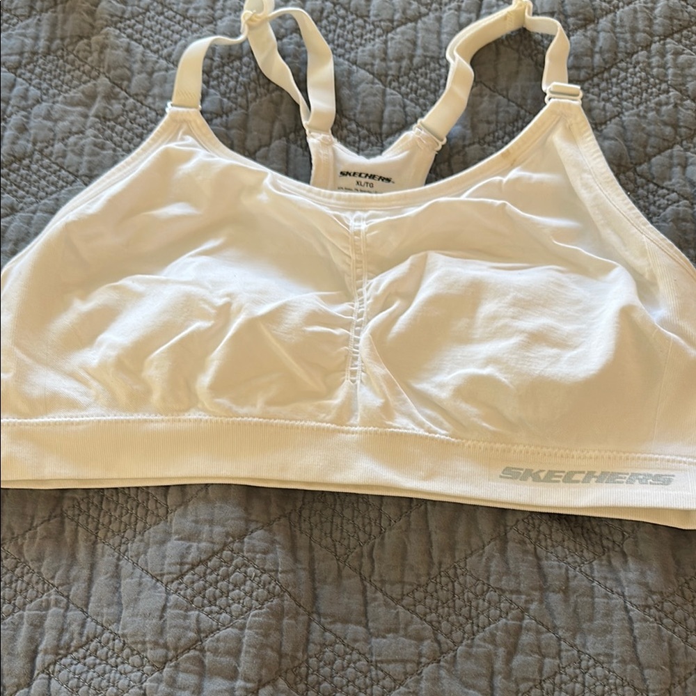Skechers Women's White Sports Bra, Pads are missing Size XL